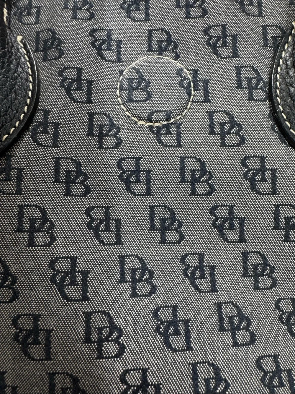 Dooney & Bourke Gray & Black Monogram Canvas Black Leather Trim Shoulder Bag - Picture 11 of 13
